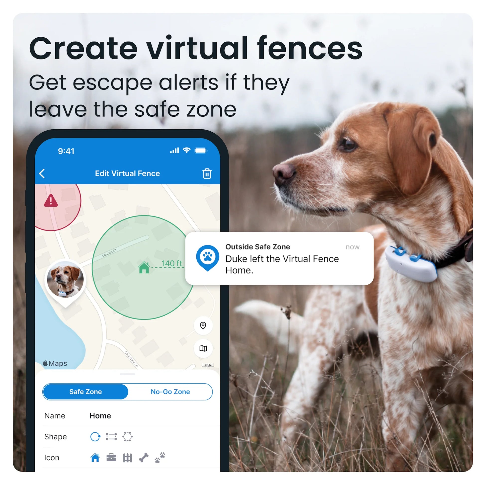 Dog GPS Tracker with Activity Monitoring, Fits Any Collar (White)