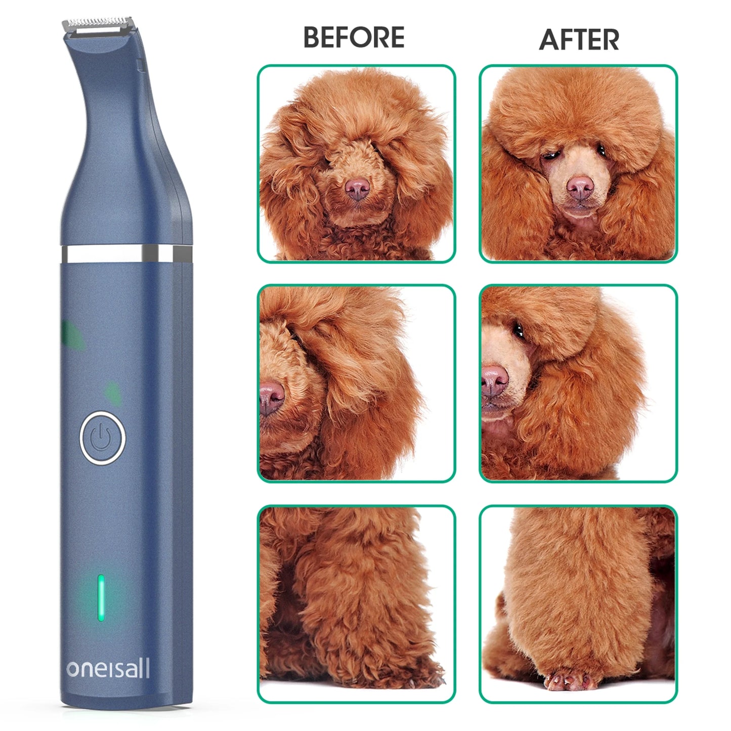 N5-2 Paw Trimmer for Dogs, 2 in 1 Low Noise Dog Paw Trimmer for Grooming, Pet Hair Grooming Trimmer, Teal