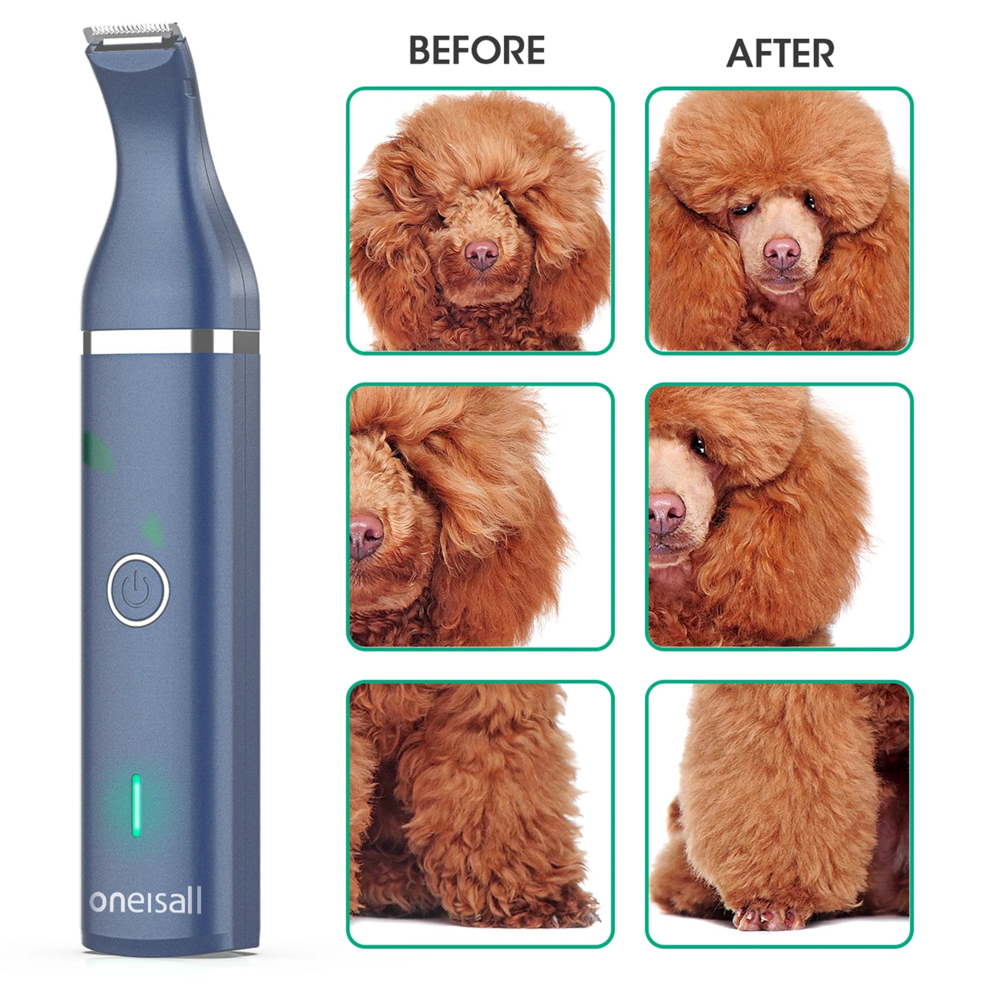 N5-2 Paw Trimmer for Dogs, 2 in 1 Low Noise Dog Paw Trimmer for Grooming, Pet Hair Grooming Trimmer, Teal