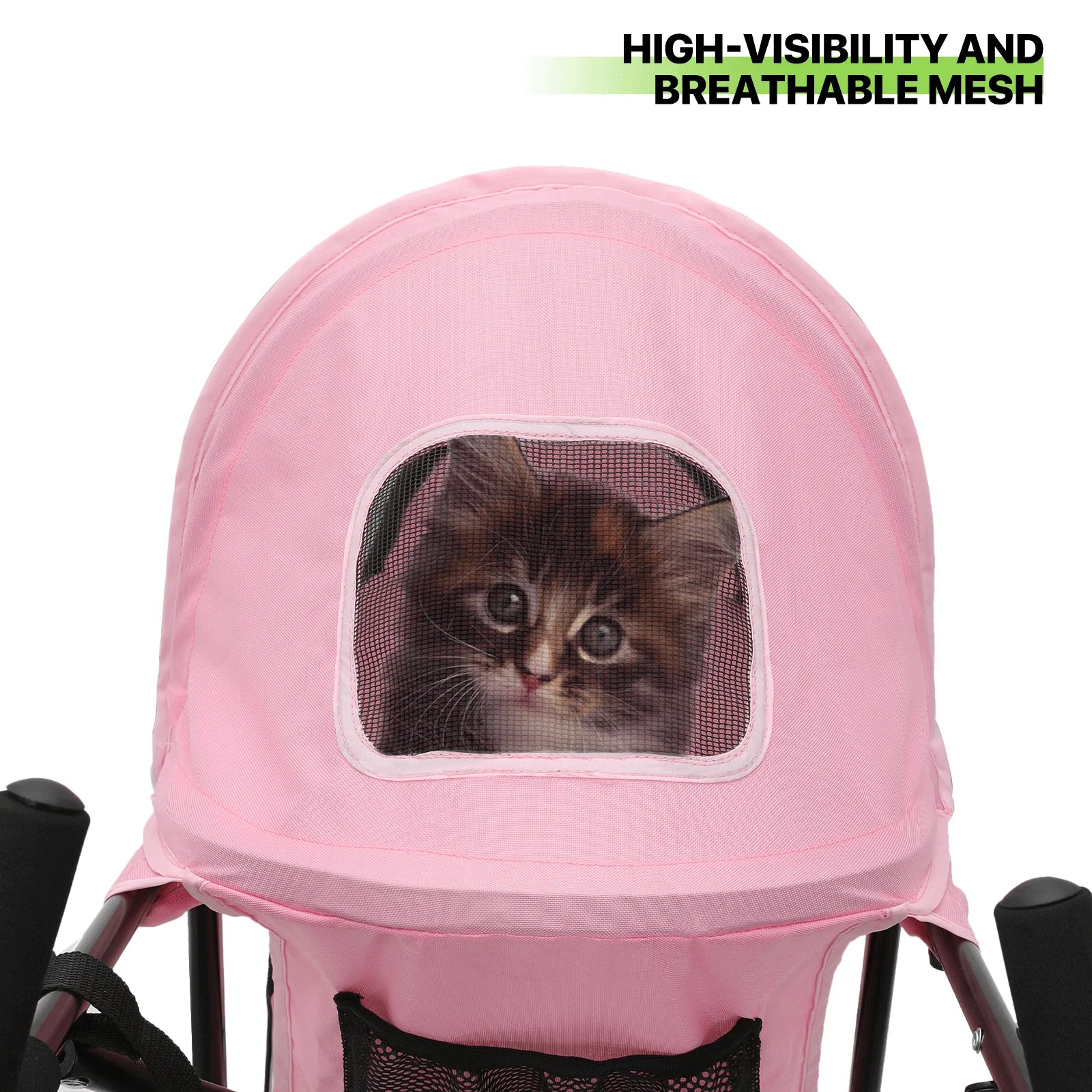 4 Wheel Foldable Lightweight Dog Stroller for Small Medium Dogs, Pet Stroller, (Pink)