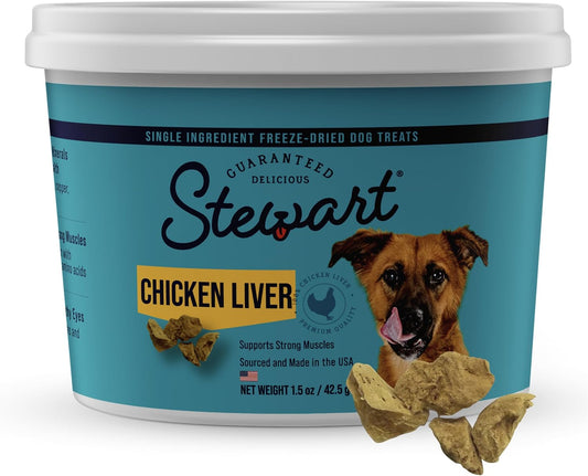 Single Ingredient Freeze Dried Raw Dog Treats, Chicken Liver, 1.5 Ounce Resealable Tub, Training Treats or Meal Topper for All Size Dogs, High Protein, Grain-Free, Gluten-Free