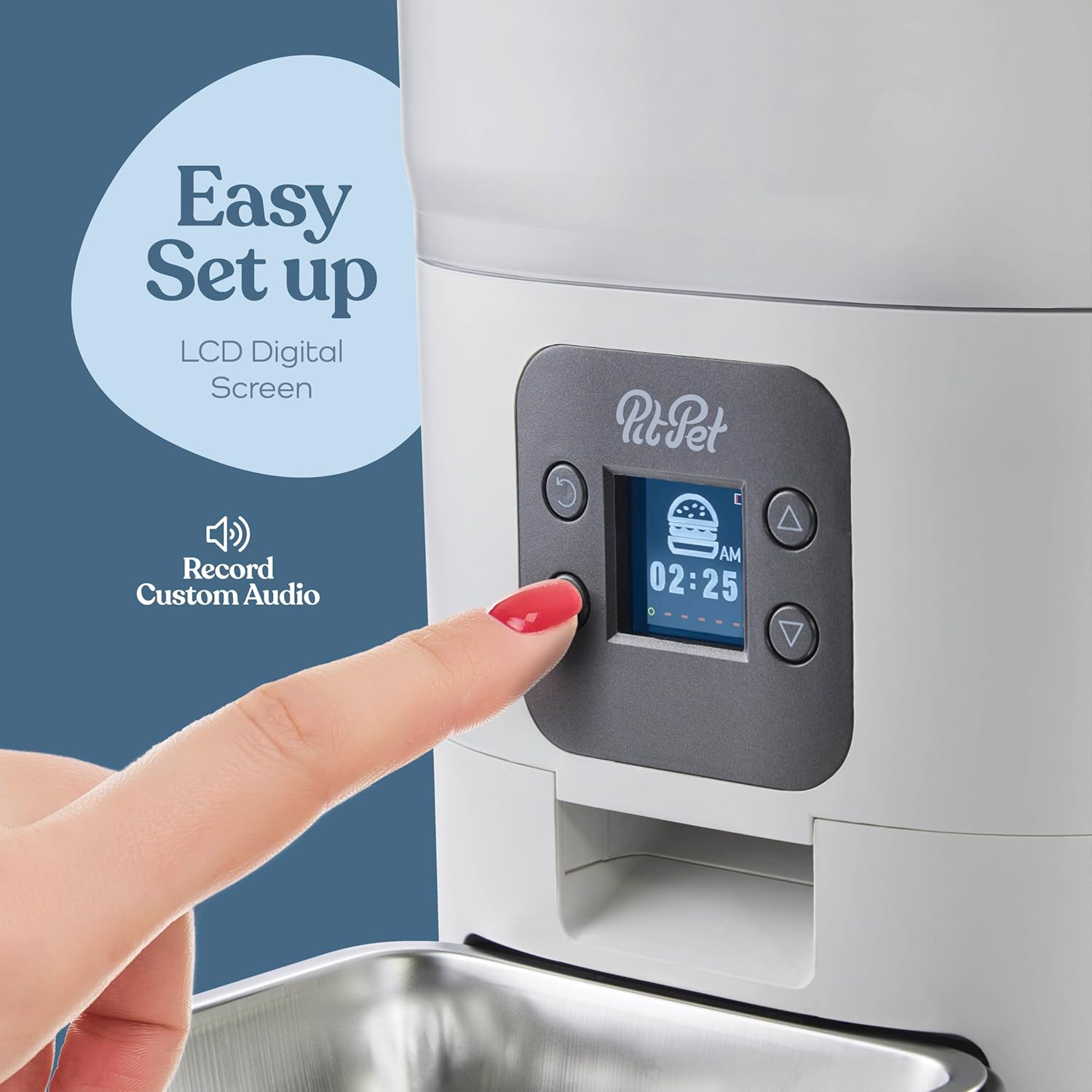 Smart Automatic Cat or Dog Feeder - 6-L Reliable Automatic Cat Food Dispenser with Display LCD Screen for Easy Set up