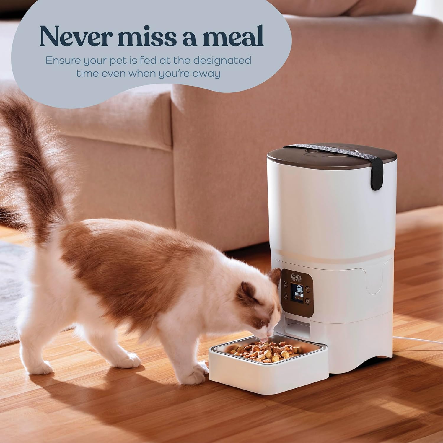 Smart Automatic Cat or Dog Feeder - 6-L Reliable Automatic Cat Food Dispenser with Display LCD Screen for Easy Set up